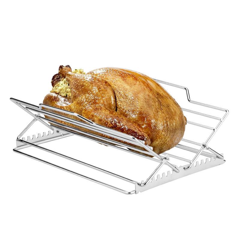 Turkey Roasting Rack, Universal Rib Roasting Rack, V-Shaped Rack For Grilling, Foldable Chicken Drumstick Holder
