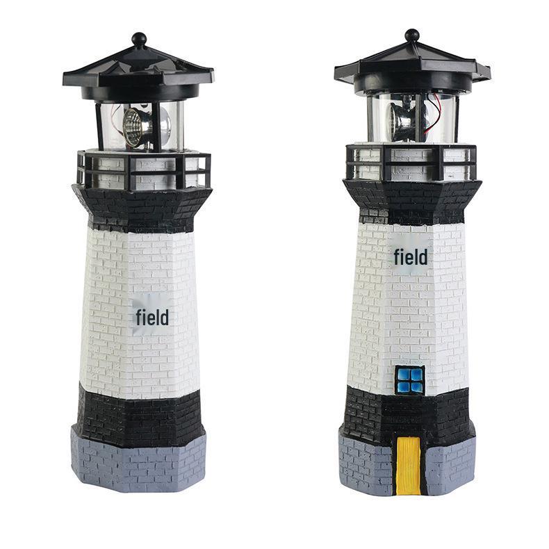Solar Rotating Lighthouse Resin Garden Ornament