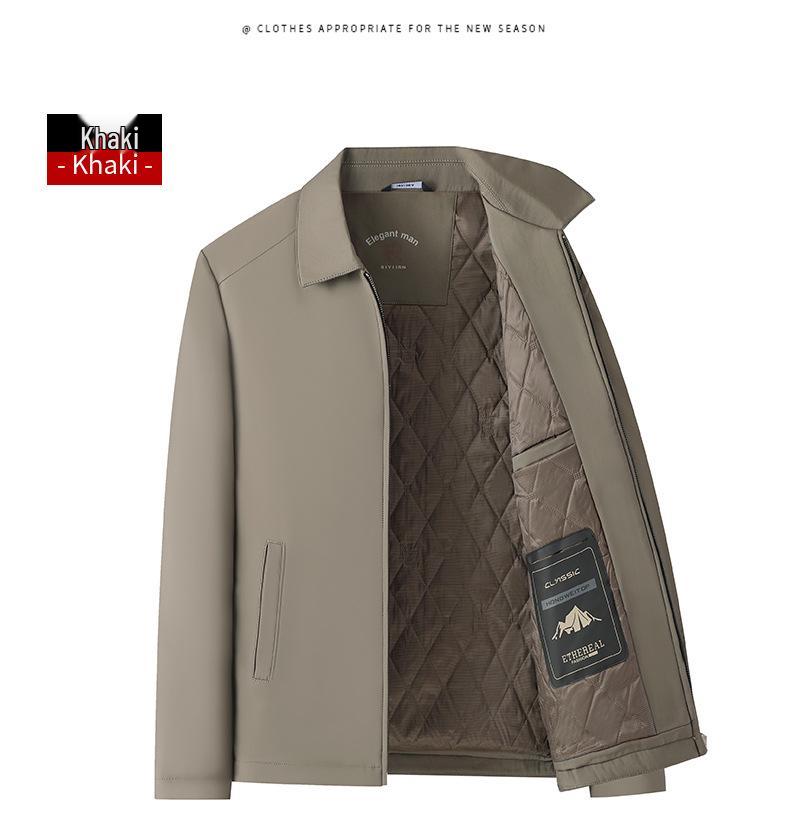 Men's Autumn & Winter Thickened Cotton Jacket for Middle-Aged & Elderly - Lapel Casual Dad Coat