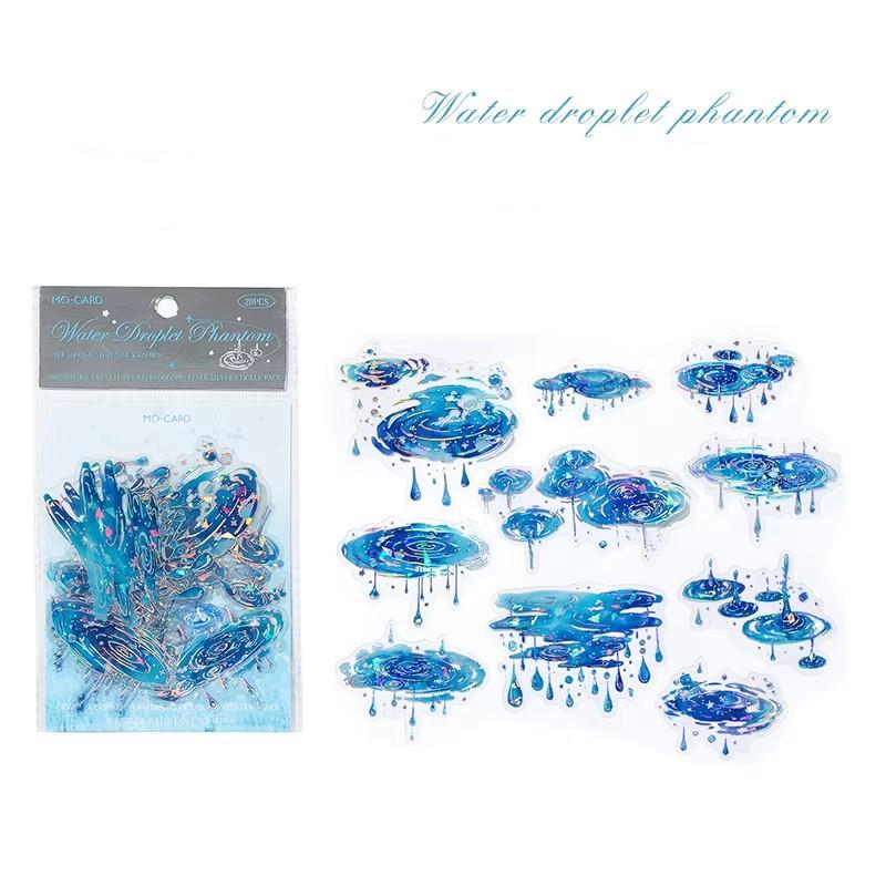 

20 шт./пакет Лазерная наклейка из ПЭТ с эффектом капли дождя и ряби, Скрапбук, Журнал, Ландшафтный дизайн, DIY украшение, Чехол для телефона, Искусство, Дневник, Водонепроницаемая наклейка