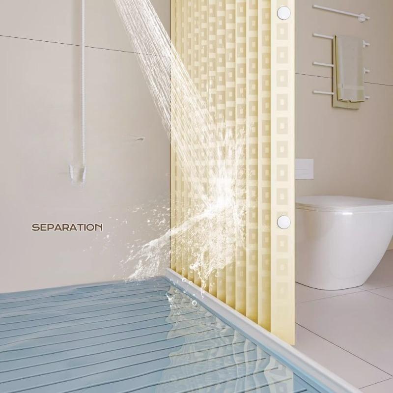Bathroom Folding Shower Curtain Without Punching Invisible Tarp Toilet Partition Bath Shower Dry and Wet Separation No Rod