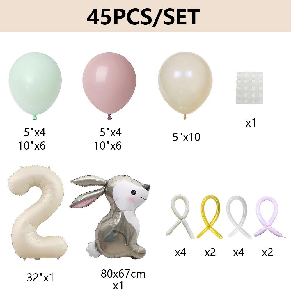 

45 шт./набор Милый кролик фольгированный гелиевый шар 32 дюйма 1-9 кремовый шар с цифрой розовый зеленый детский день рождения бэби шауэр свадебный декор Set