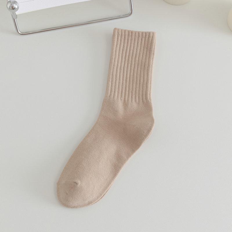 Loafers and Socks, Children's Spring and Autumn Mid-calf Solid Color Socks, Long Calf Socks, Pile Socks, Women's Long Socks