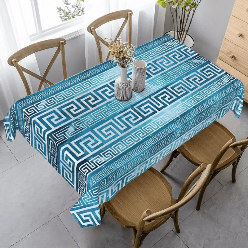 1pc Greek Wanderer Pattern Tablecloth, 152.4*218.44 cm, Rectangular, Polyester, Easy to Clean, Suitable for Dining Rooms, Kitchens, Parties, Festivals