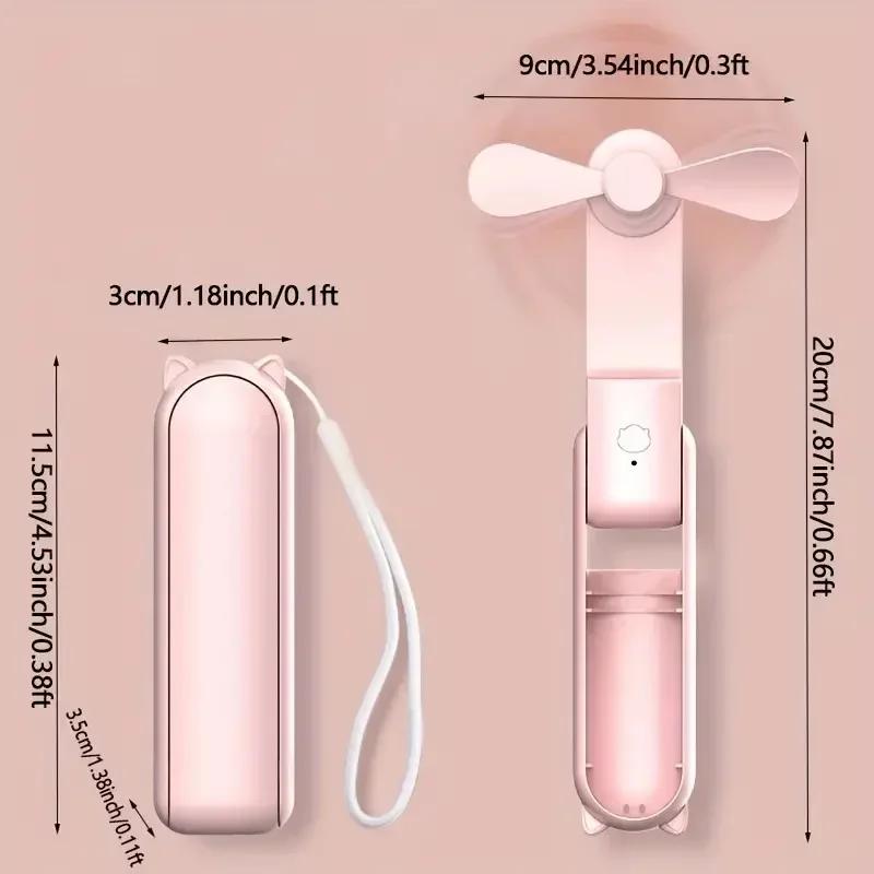 Ventilatore portatile ricaricabile mini studente portatile cartone animato USB piccolo ventilatore regalo può essere posizionato sulla scrivania