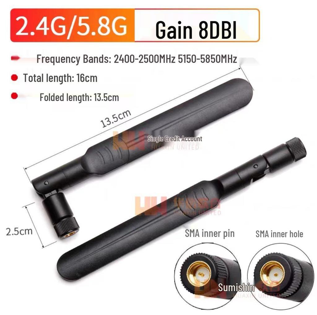 Dual-Band 2.4G/5.8G Foldable WiFi & Bluetooth Antenna for Routers