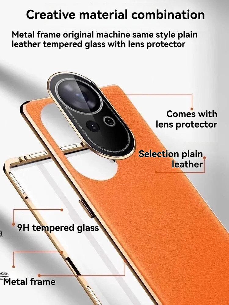 Etui na OnePlus ACE 2 3 3V 11 12 13 Pro, Aluminiowy Bumper z Bokami z Hartowanego Szkła i Skórzanym Tyłem, Bumpery na Telefon