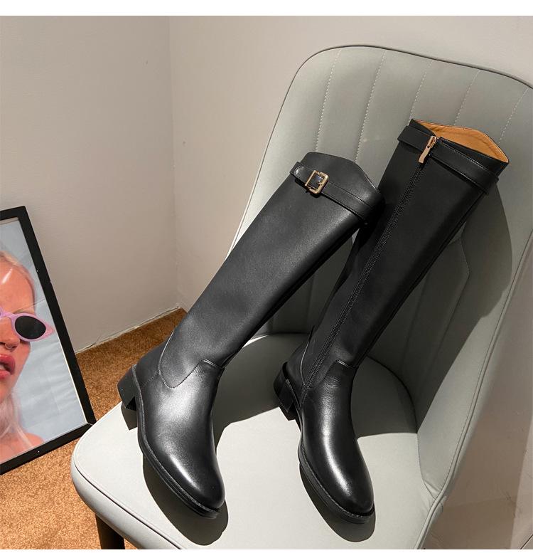 2024 Low-Heel Women's Knee-High Rider Boots with Round-Toe