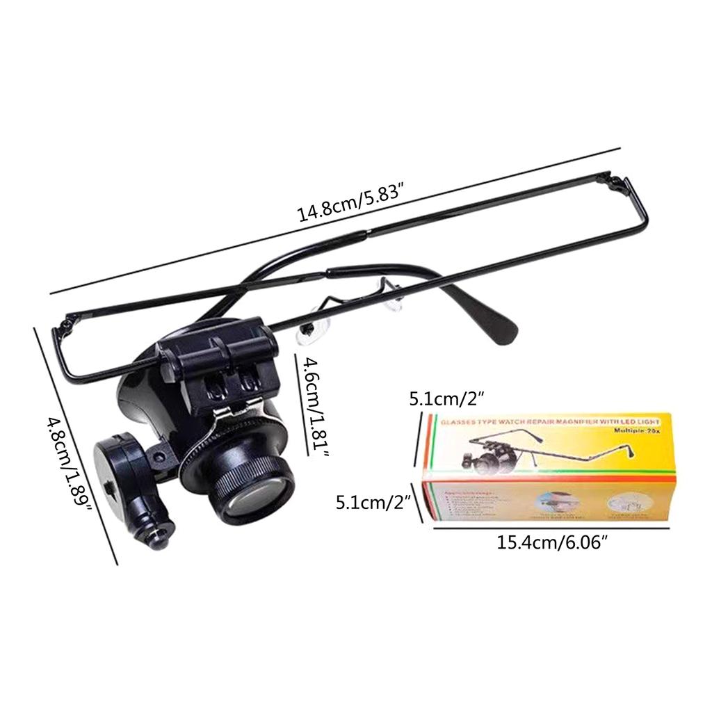 Magnifying Glass with LED Light Handsfree 20X Magnifying Lens Watch Repairing Eye Loupe Magnifier for Stamps Jewelries