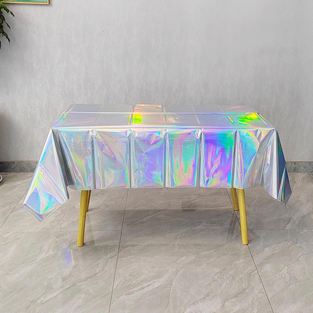 Plastic Iridescent Christmas Party Foil Table Cover Table For Wedding Party Decoration Tableclo I6Y0