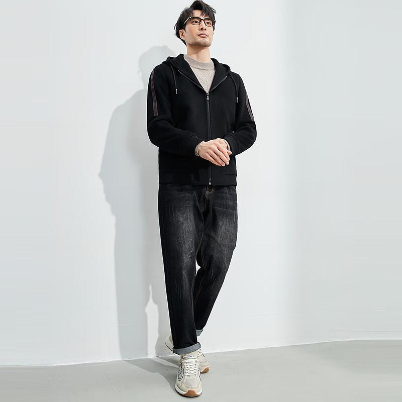 FAPAI Men's Merino Wool Blend Hooded Zip-Up Jacket