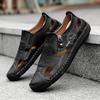 Fashion 2025 New Men Slip on Sandals Hot Sale Leisure Walk Moccasins Hiking Footwear Hollow Out Summer Loafers Man Casual Leather Shoes