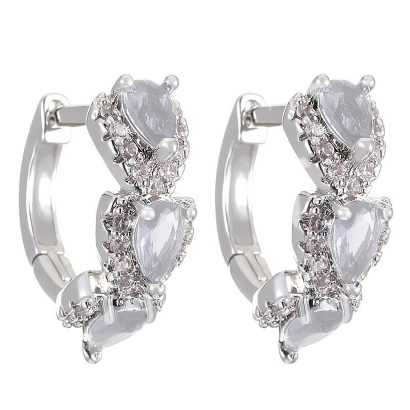 

Elegant Cubic Zirconia Hoop Earrings Exquisite Zirconia Hoops Ear Accessory for Women Adding Elegances to Your Look білий