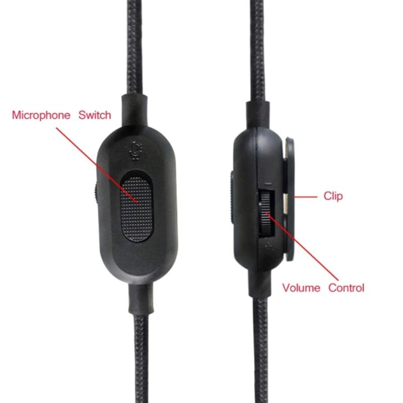 Gaming 3.5mm Headphone Cable with in line Volume Control and Microphone Function Compatible for G433/G233 Headphones