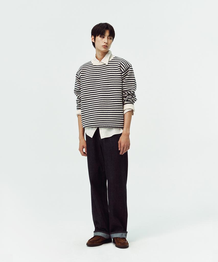 BLANKROOM Fisherman Stripe Knit_Melange Navy