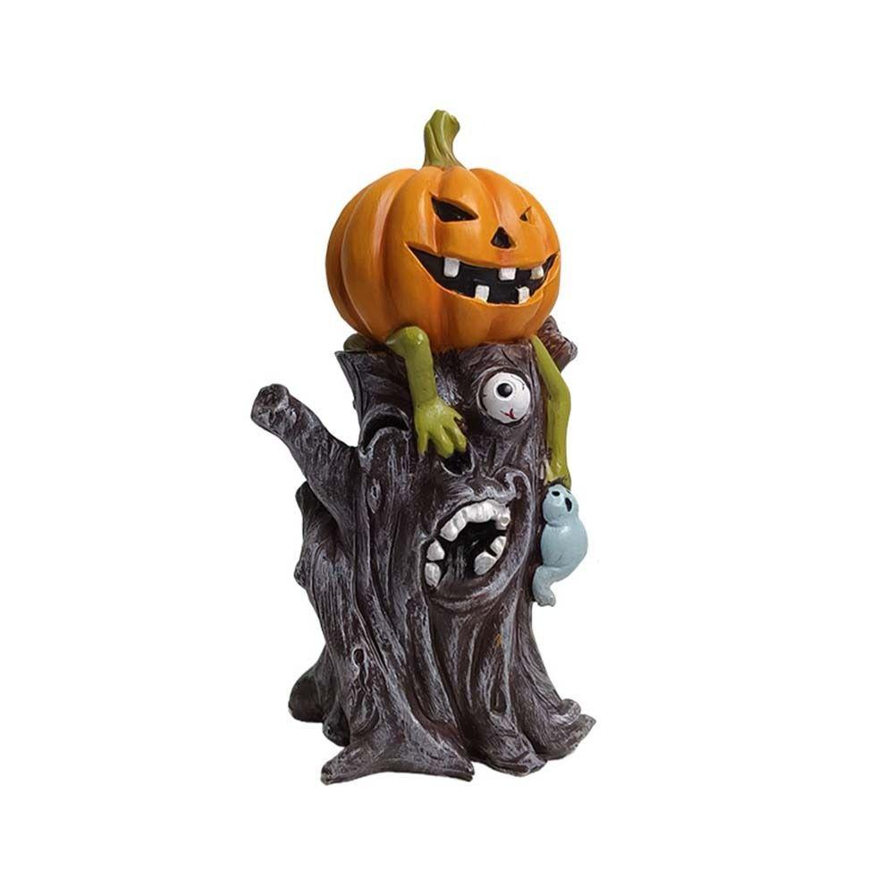 

Scary Halloween Pumpkin Statues 3D Stumps Pumpkin Ornaments Bar Tabletop Ornament 16cm