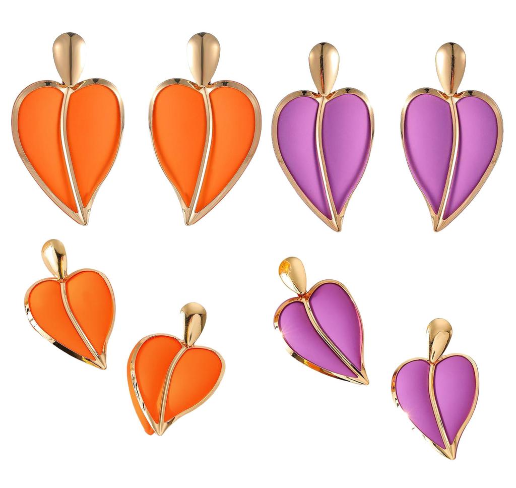 Women Earrings Colored Spray Paint Heart-shaped Water Drop Double Layer Earrings Lightweight Jewelry Accessories