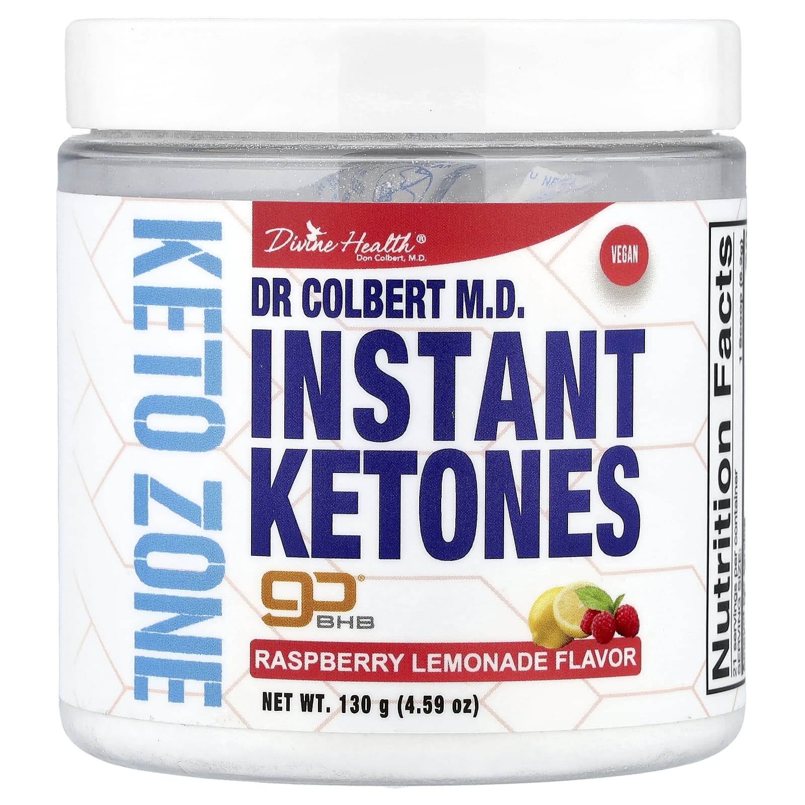 

Divine Health, Dr. Colbert MD, Keto Zone, Instant Ketones, Raspberry Lemonade, 4.59 oz (130 g)