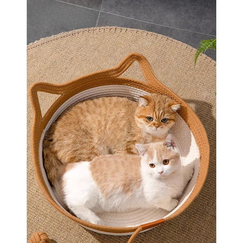 Scratch Resistant Cotton Rope Cat Bed Handwoven Pet Nest Breathable Summer Cool Mat Four Seasons Universal Bed for Cats Small Dogs
