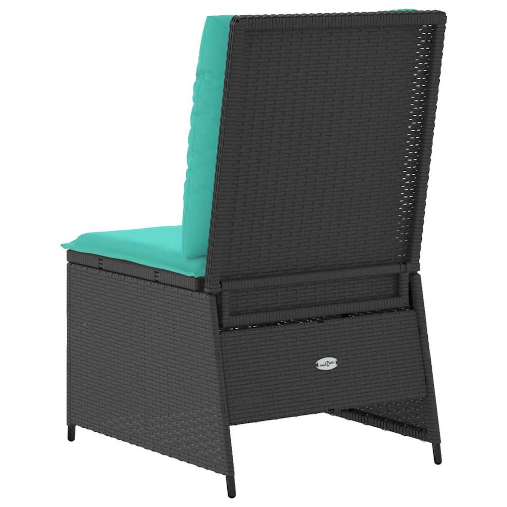 Garden Sofa with Cushions Black and Turquoise Poly Rattan