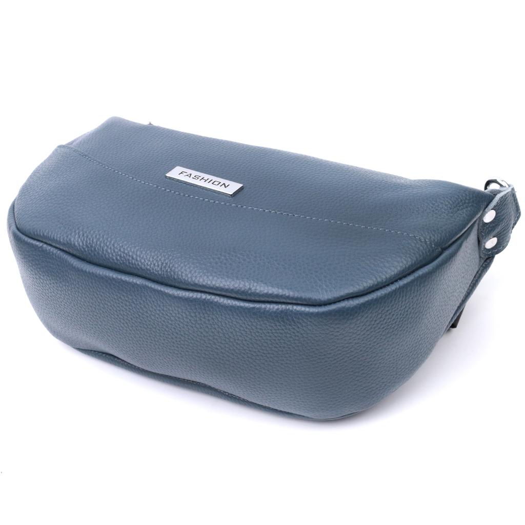 Crossbody Bag for Women with an Unusual Runner Keychain Made of Genuine Leather Vintage 22617 Blue