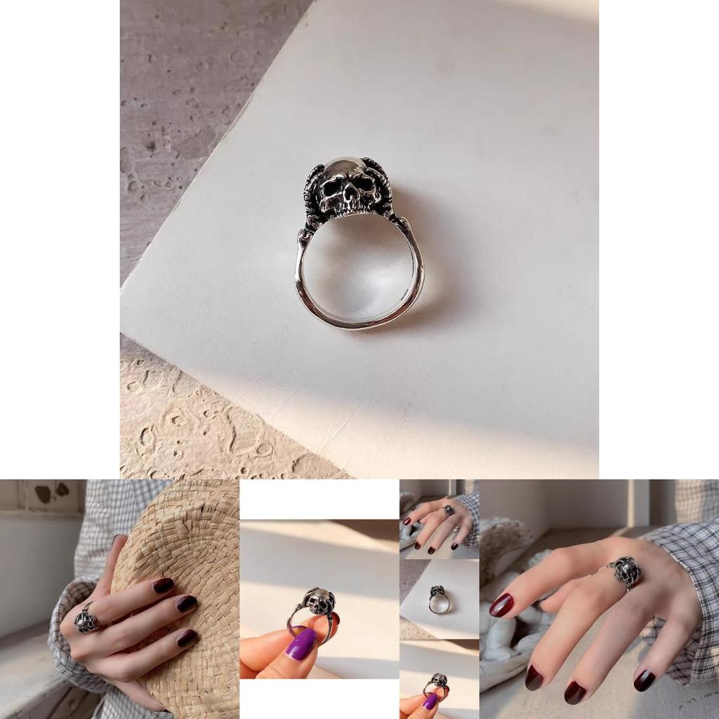 Unique Vintage Design Skull Ring For Women Stylish Adjustable Copper Jewelry