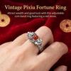 Vintage Thai Silver Ring With Red Agate Inlay Adjustable Open Cuff Traditional Coin Pattern For Women