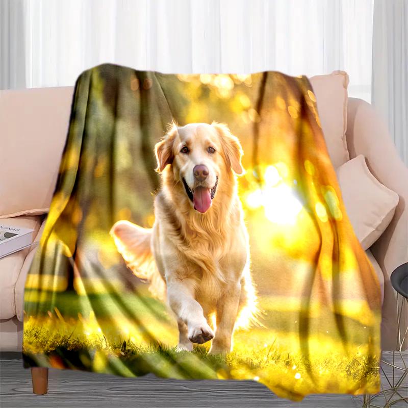 1PC Dog cute printed blanket, all season lightweight home office outdoor nap multifunctional blanket A15