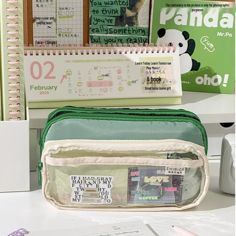 Ins Style Large Capacity Color-Block Pencil Case