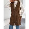 Solid-color Double-breasted Pocket Long Vest Jacket for Women In Autumn and Winter