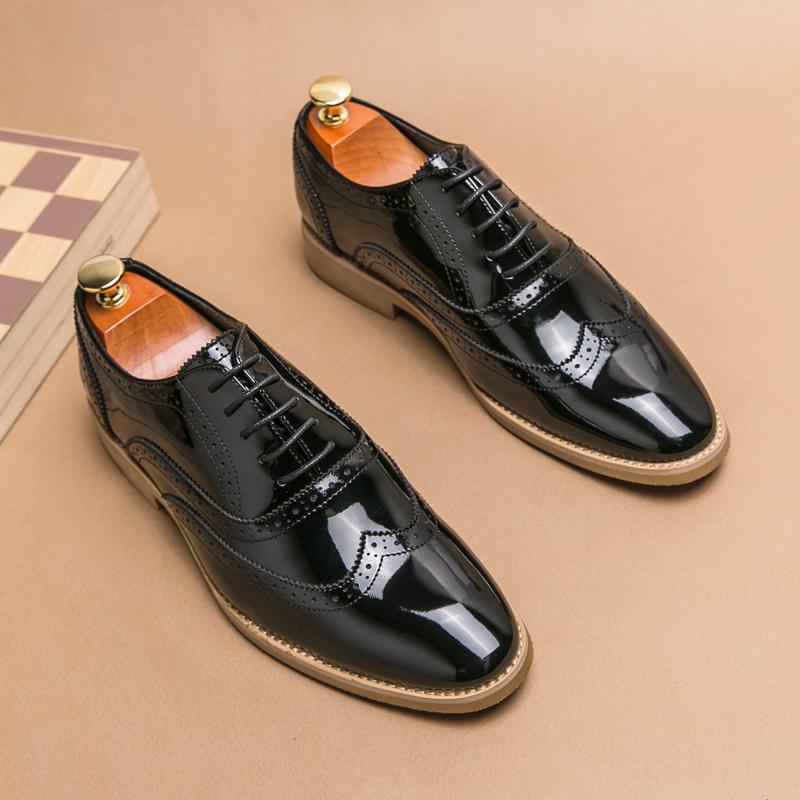 

Новые мужские туфли дерби золотистого и черного цвета из лакированной кожи на шнуровке, повседневные, для бизнеса, для свадьбы, выпускного вечера, формальные 38