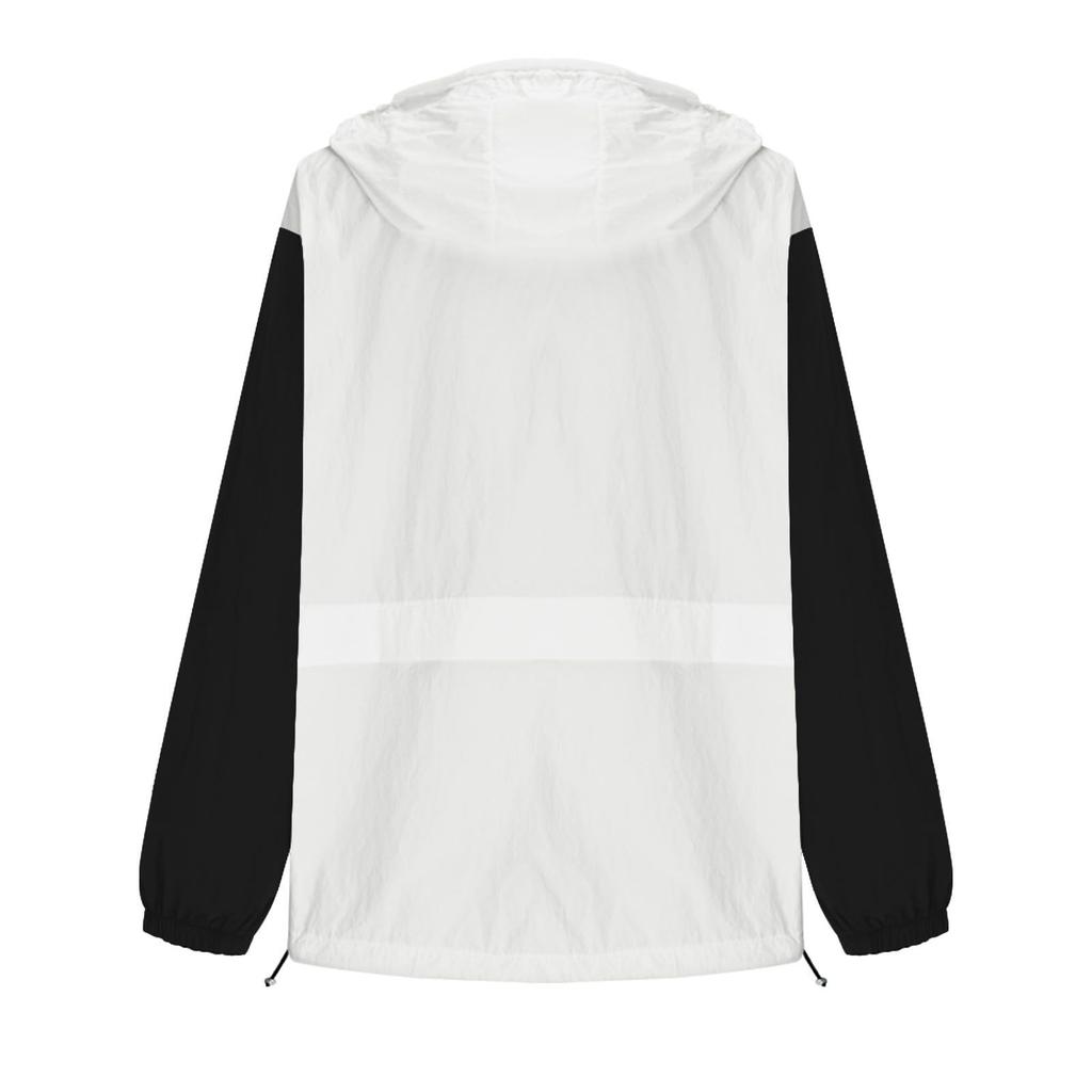 Women's Fashionable Color Blocked Long Sleeved Hooded Zipper Pocket Outdoor Sports Jacket