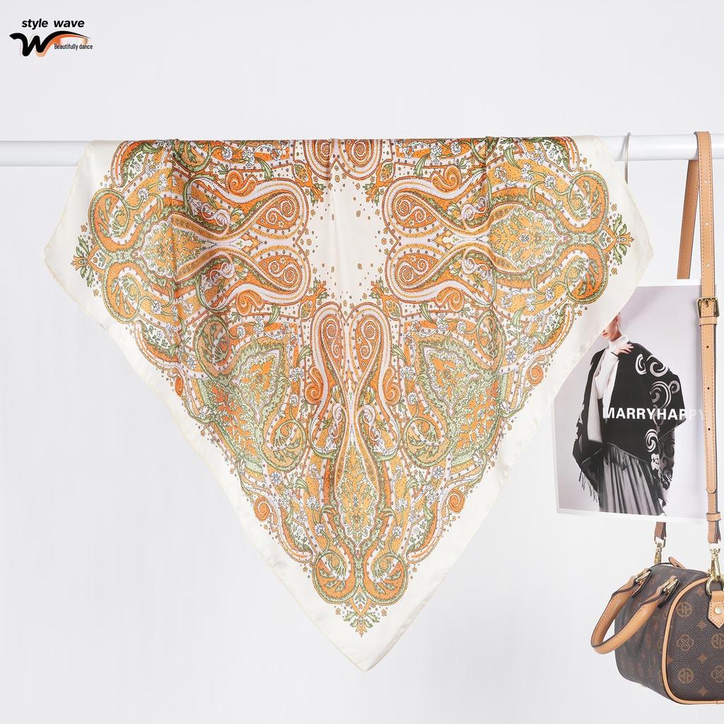 Women's Retro Paisley Print Satin Square Scarf - Versatile Imitation Silk Neck Accessory In Stock