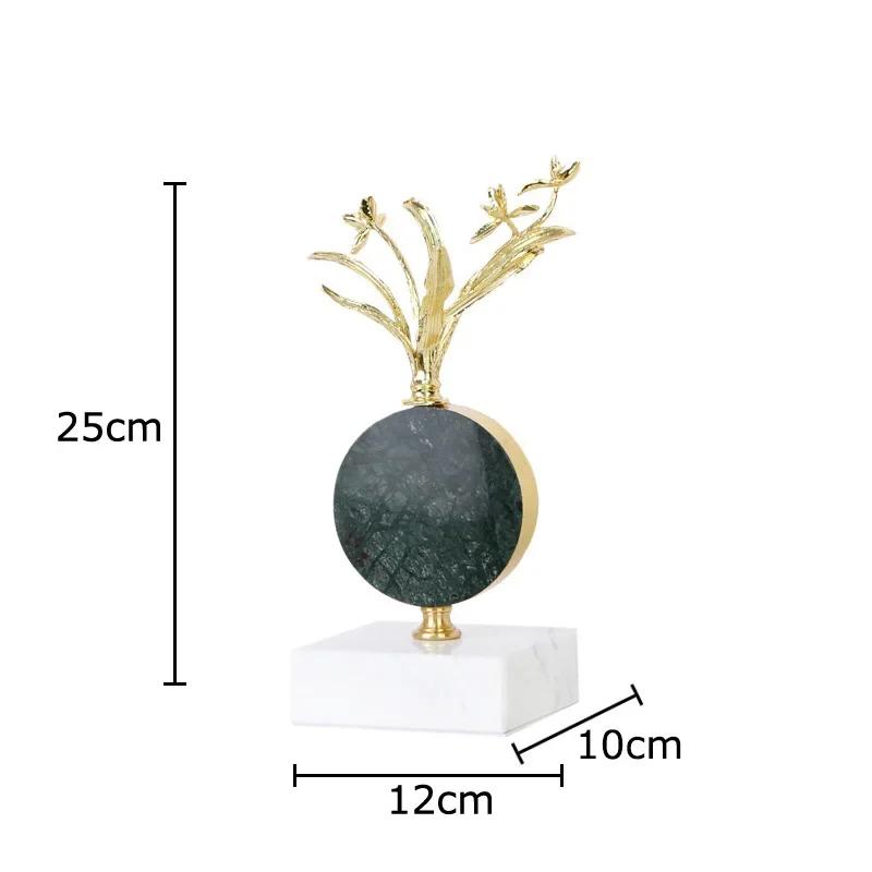 Creative Gold-plated Alloy Flower Ornaments Desk Decoration Modern Crafts Golden Flower Crystal Sculpture Room Aesthetics Decor