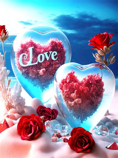 New Arrival Diamond Mosaic Love Stone Embroidery Heart Cross Stitch Seaside Painting Flower Fantasy Landscape Wall Decor