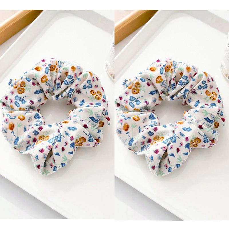 2PCS Small Floral Fabric Hair Hoop Hair Accessories For Girl French Fabric Hair Rope for lady