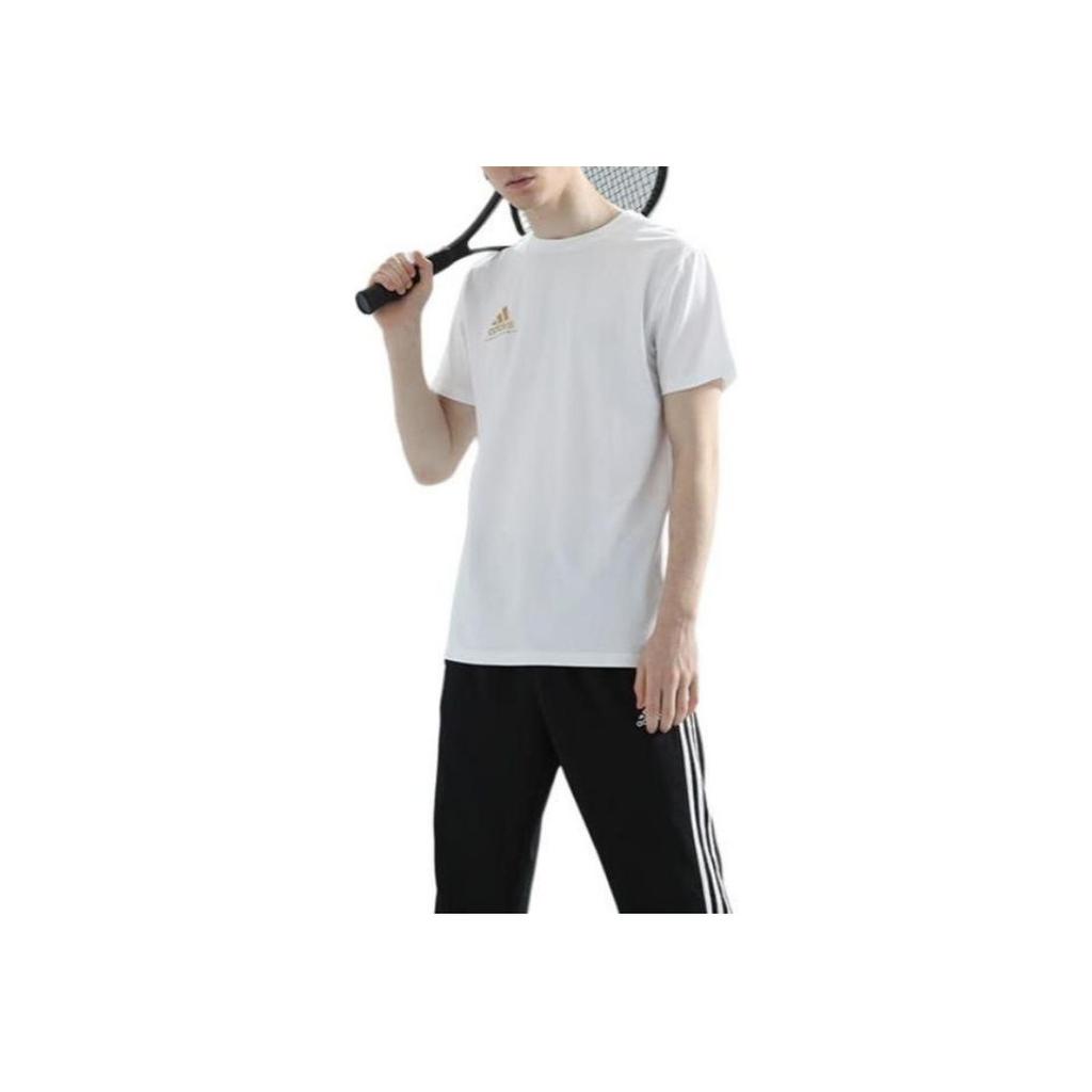 Adidas Solid Color Breathable Fitness Running Crew Neck Short Sleeve T-Shirt Men Tops White ADICSTS06-WG