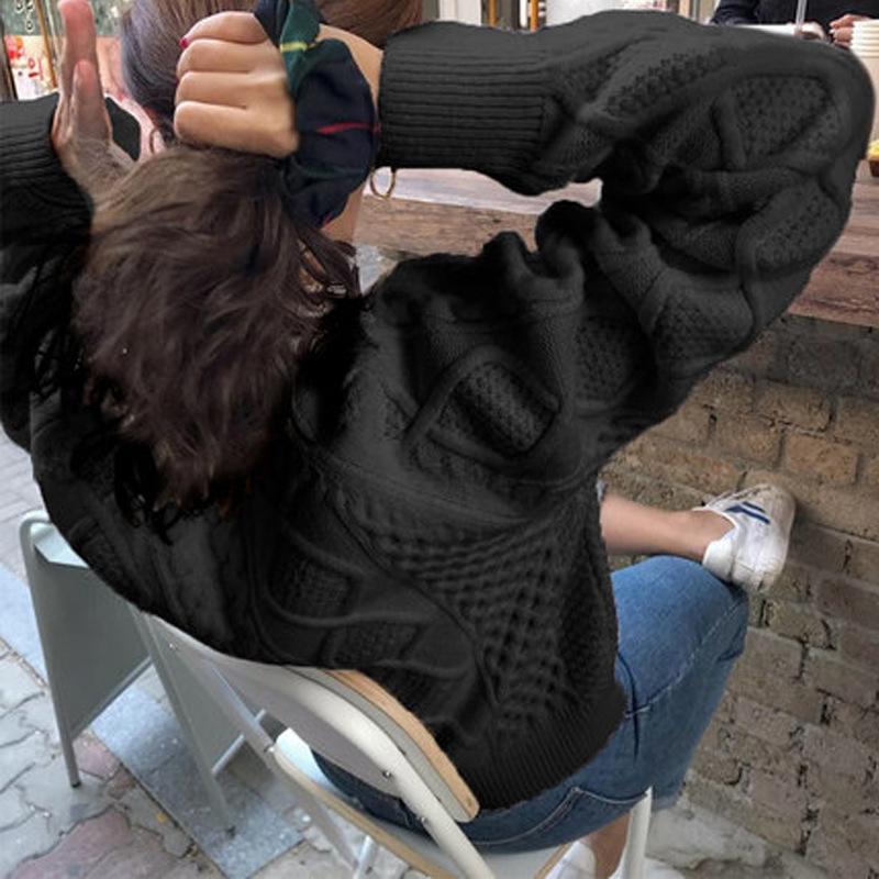 2023 Vår/Höst Dam Lös Vit Stickad Ull Pullover Tröja