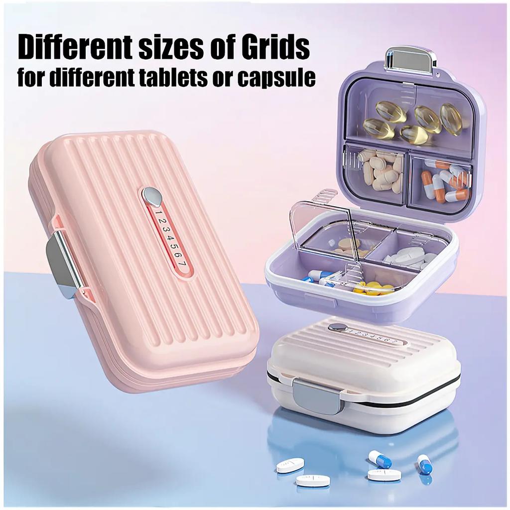 Portable Pill Box Waterproof Medicine Storage Device Travel Pill Compact Pill Storage Container For Daily Vitamin Supplements Suitable
