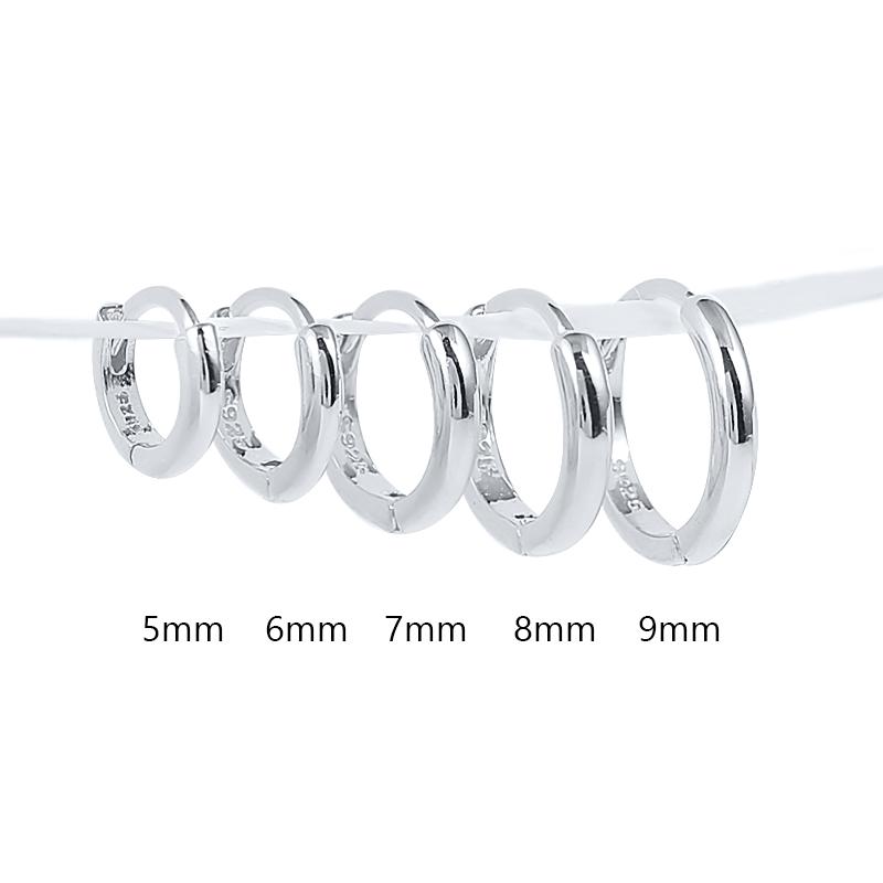 CANNER 5/6/7/8/9mm Real 925 Silver Hoop Earrings for Women Piercing Earings Round Circle Earring Jewelry pendientes