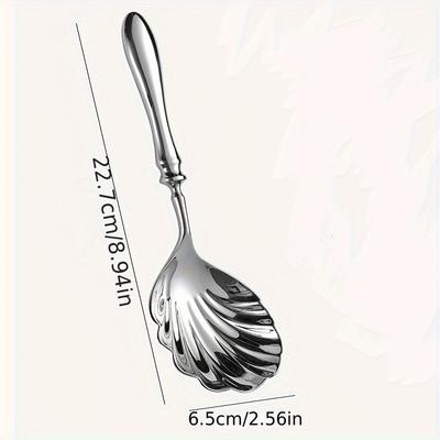 Professionele Serveerlepel, Zware Soeplepel met Elegant Schelpdesign, Spiegelgepolijste Afwerking, Ergonomische Handgreep, voor Thuis, Restaurants, Bruiloften