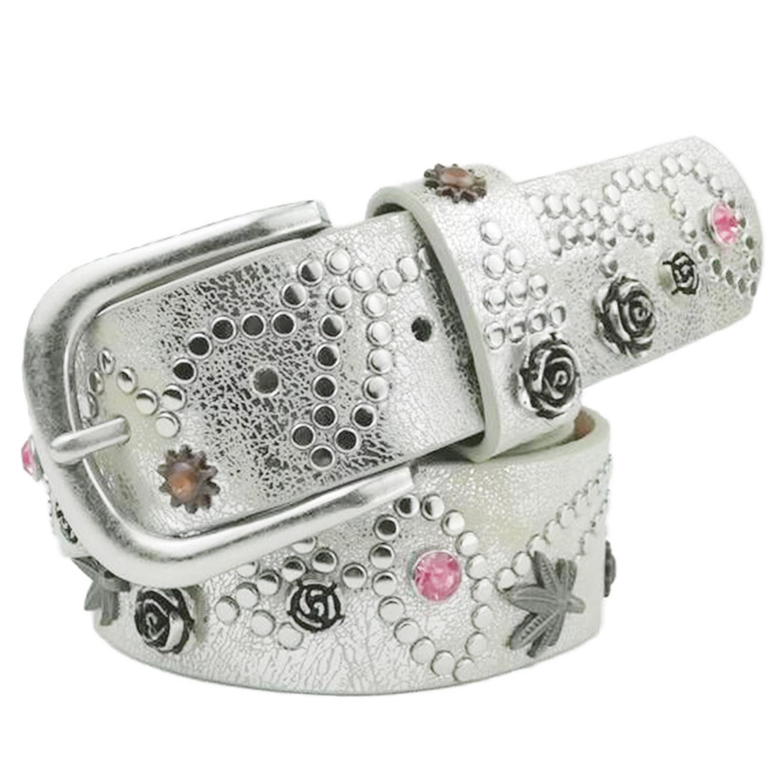 

Adult Pin Buckle Waist Belt Luxurious Pin Buckle Waist Belt Adjustable Length Y2k Rivet Decor Waist Belt for Nightclub різнокольоровий