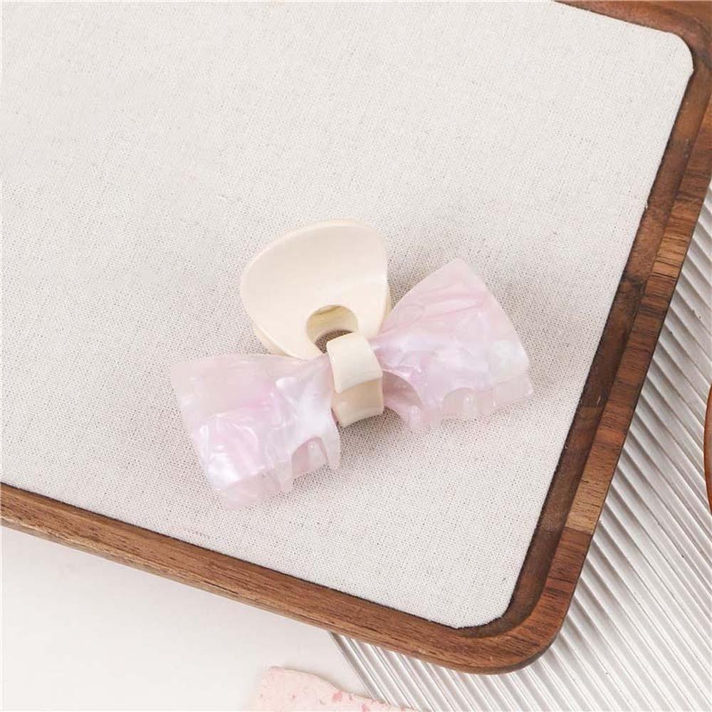 Sweet Acetic Acid Hair Claw Waterproof Contrasting Colors Bow Hairgrips Bownot Shark Clip  Women