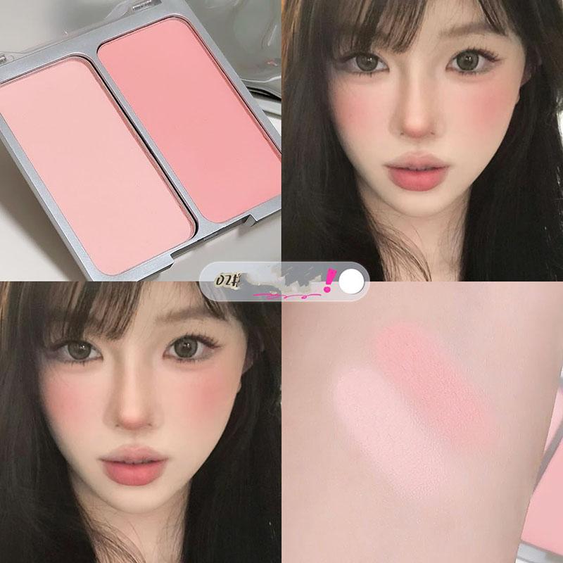 

Двухцветная палитра румян Natural Matte Brighten Skin Blusher Milk Peach Pink Purple Apricot Rubor Rouge Korean Dupes Makeup