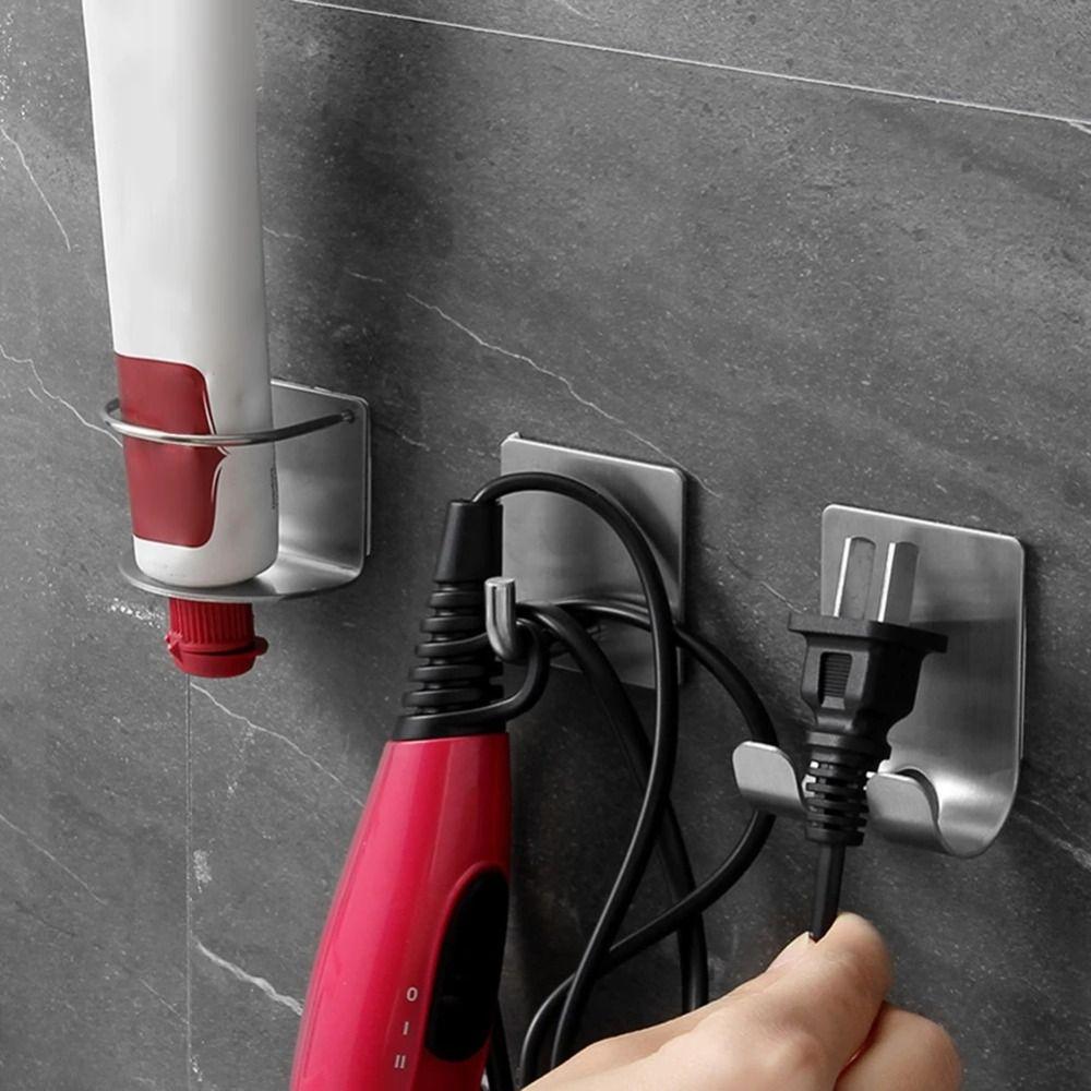 2Pcs Waterproof Wall-Mounted Shaver Hook Self Adhesive Hanging Razor Stand  Bathroom