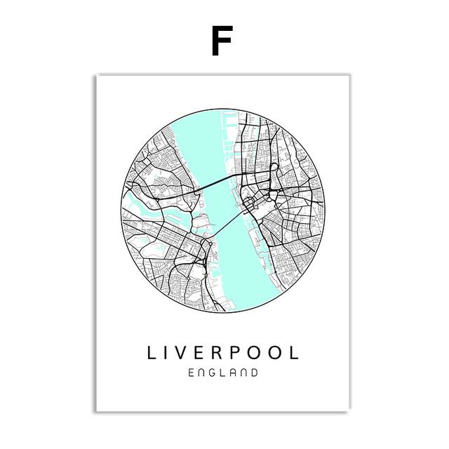 Nordisches minimalistisches Leinwandbild, Weltkarte, Poster, Bosten Landon, New York City, Wandkunst, Heimdekoration, Zitate, kein Rahmen