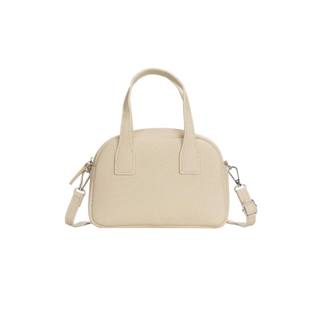 

Korean Style Boston Tote Bag High Quality Leather Lichee Pattern Crossbody Bag Girls бежевый