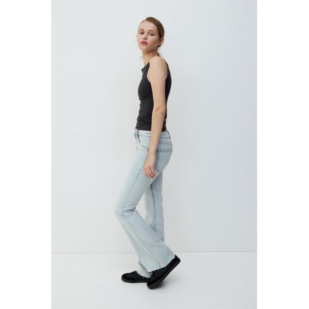 

H M HigH Waist Flare Jeans Pale deniM Blue