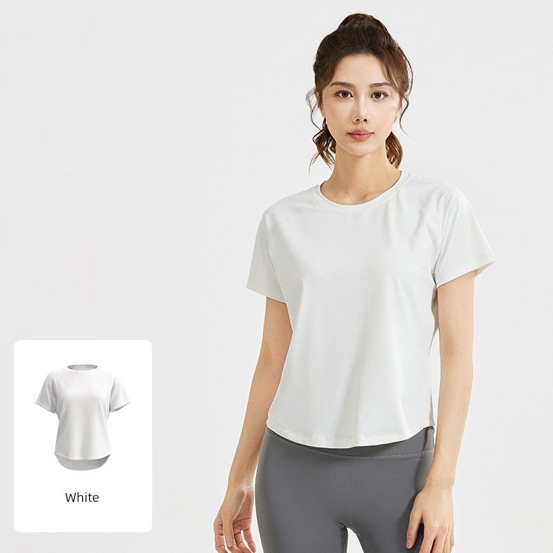 

Спортивный топ женский с короткими рукавами для пилатеса и йоги, новая летняя одежда для бега на открытом воздухе, лоскутный, облегающий, для тренировок, футболка White S