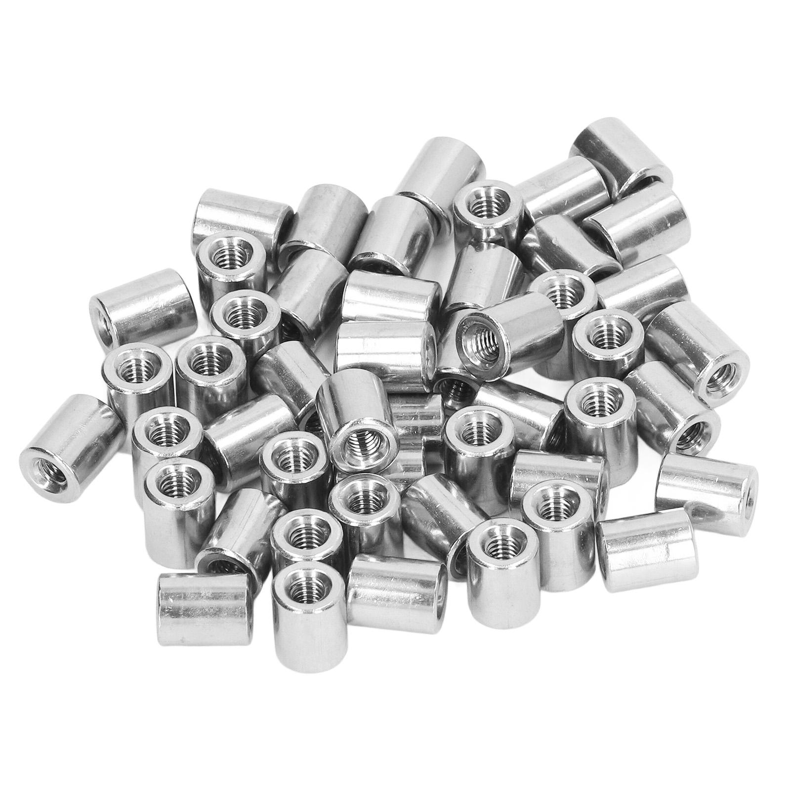 Cmperipheral Women's 50Pcs M4 Thread Coupling Nut Rugged Stainless Steel Maintenance Cylindrical Coupling Nut Kit
